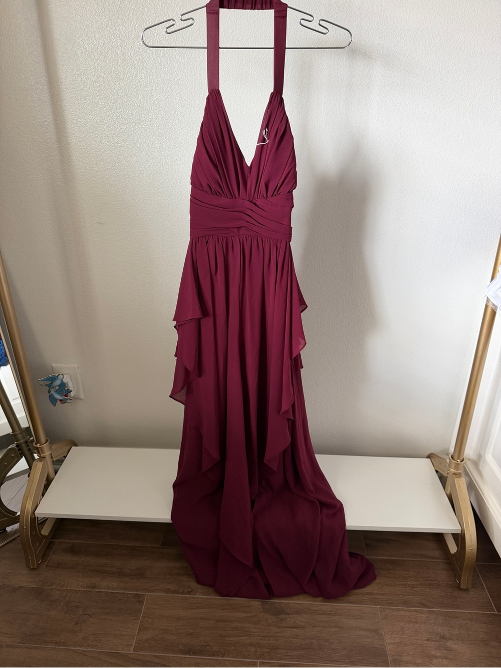 Windsor Burgundy Halter Maxi Dress